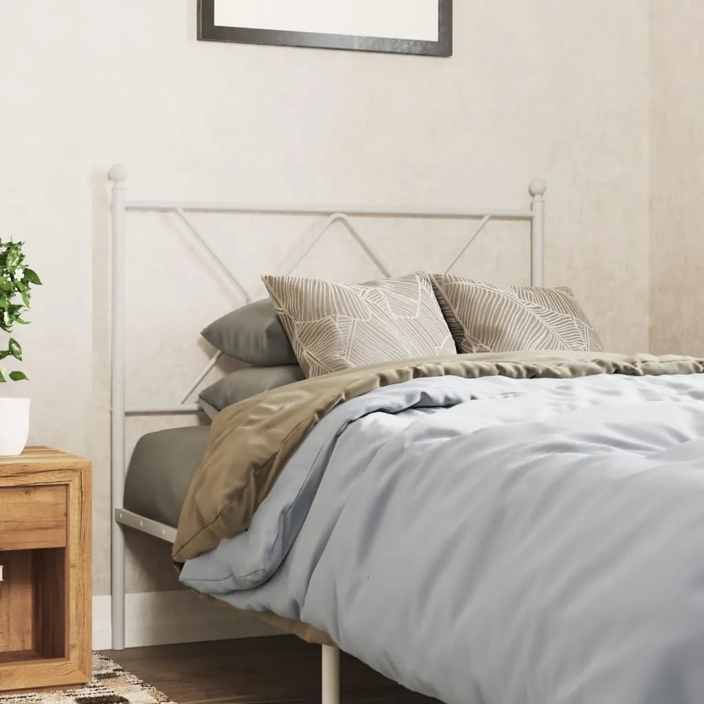 376579 vidaXL Метална резервна табла за легло, бяла, 90 см