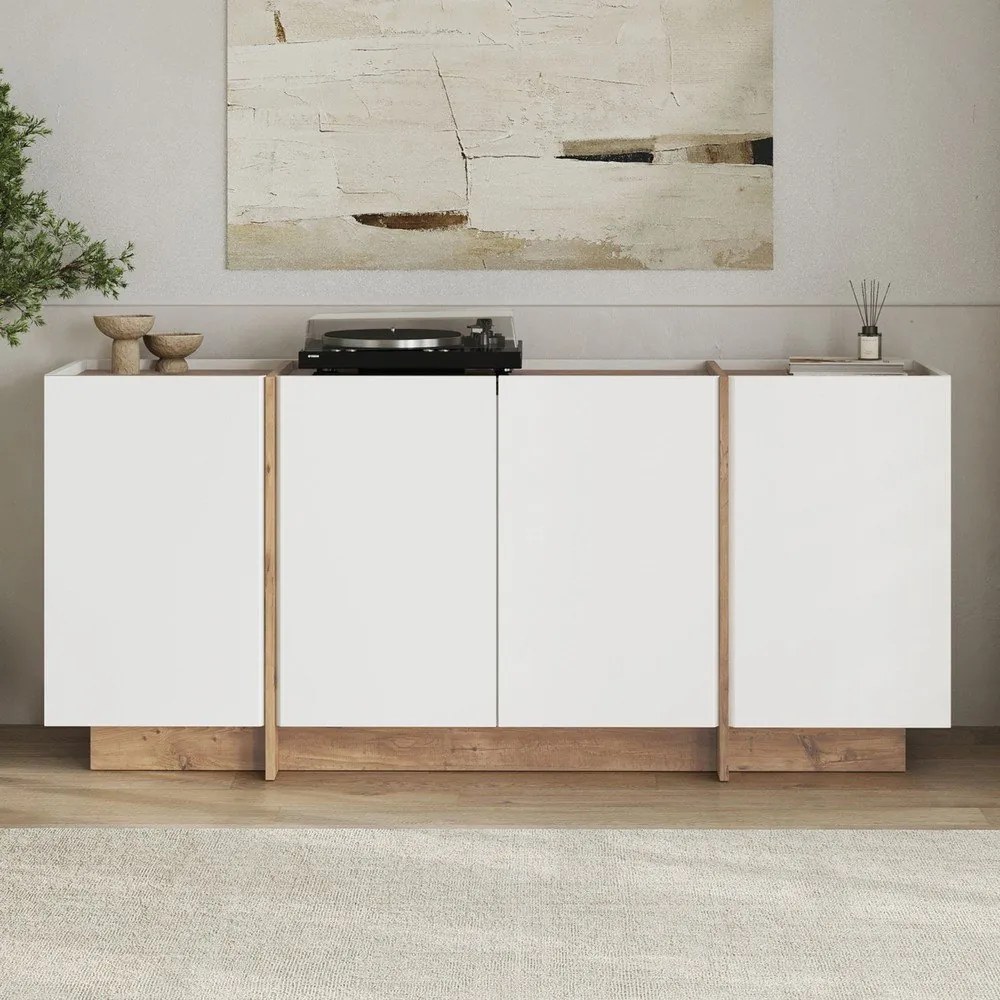 Бял скрин от декор от бор с отвор за кабели 180x80x45 cm Dorma – Kalune Design