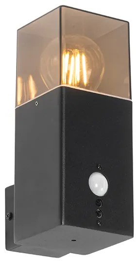 Външна стенна лампа черна IP44 с датчик за движение - Denmark