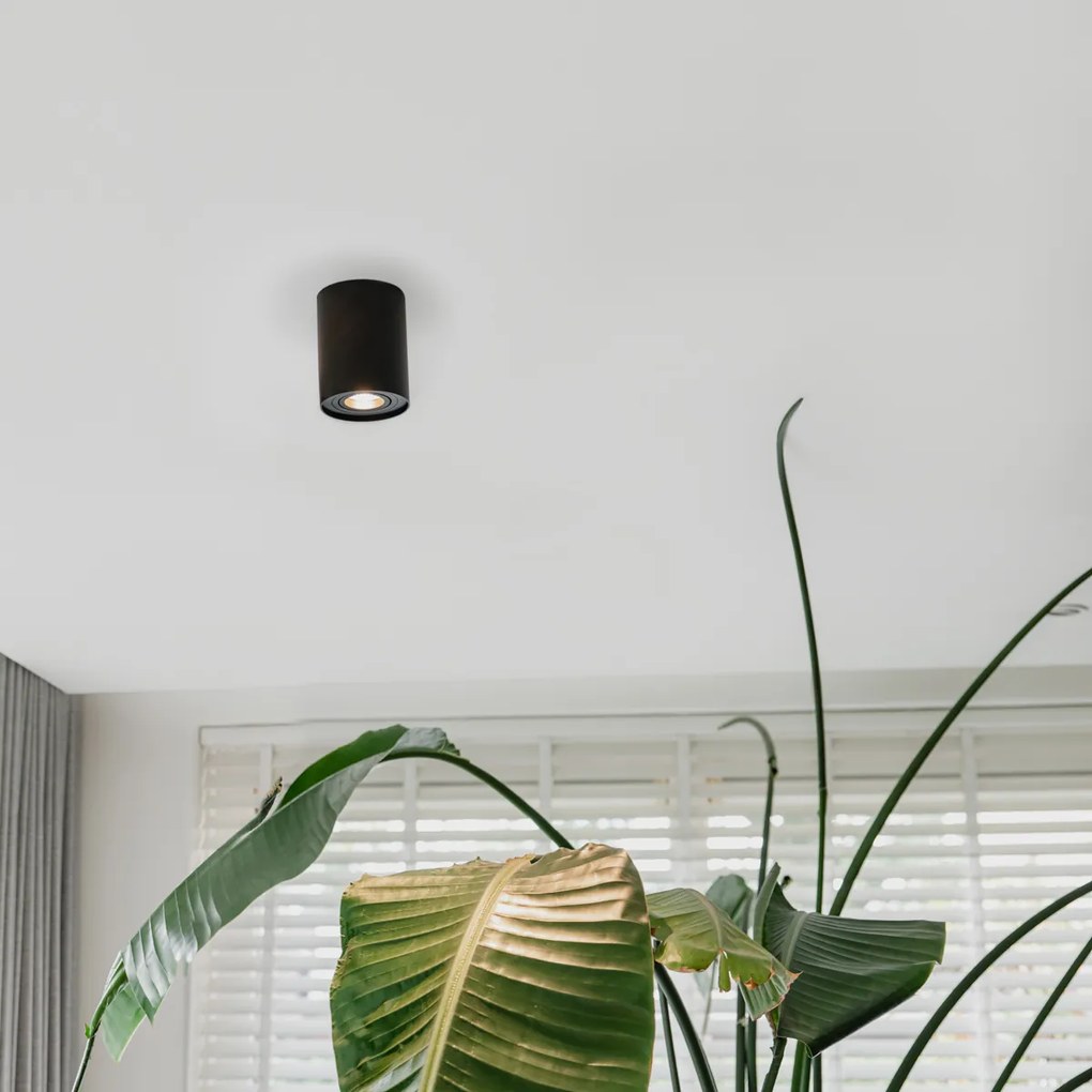 Модерен таванен прожектор черен въртящ се и наклоняващ се - Rondoo up