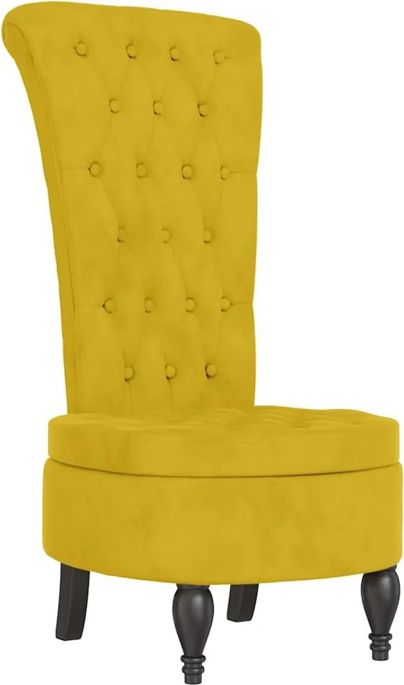 352469 vidaXL Стол с висока облегалка, жълт, кадифе, дизайн на копчета