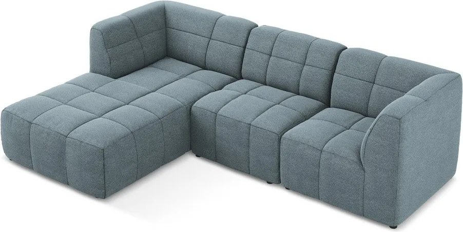 Син ъглов диван от прежда с примки от букле (ляв ъгъл) Aloha – Makamii