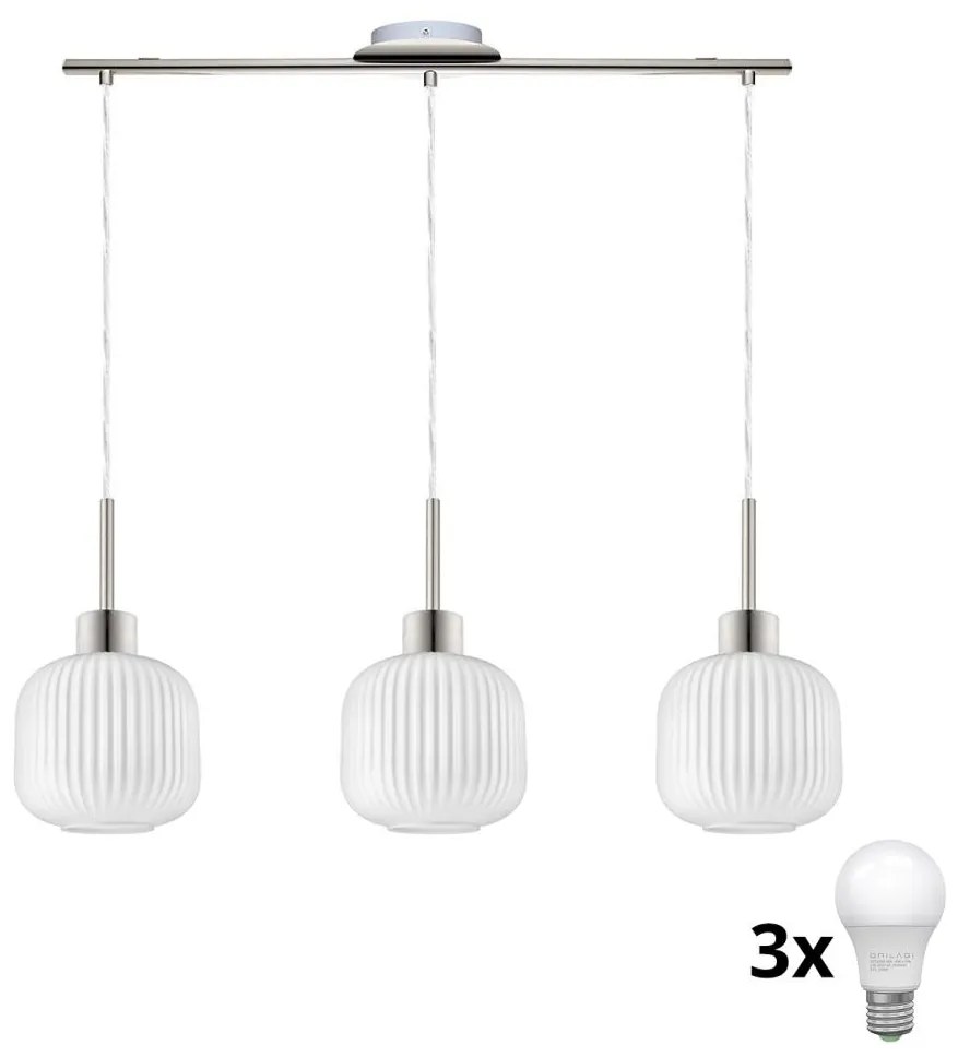LED полилей на кабел HARMA 3xE27/60W/230V матов хром/бял