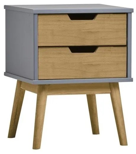 Сиво-кафяво нощно шкафче, изработено от масивна борова дървесина Baku - Marckeric