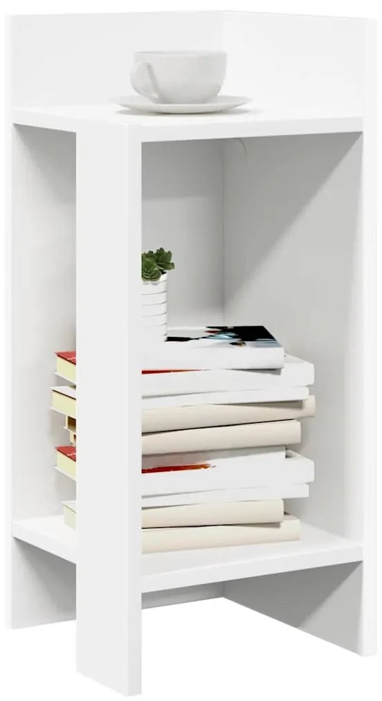 858543 vidaXL Странични маси с рафт, 2 бр, бели, 25,5x27x60 см