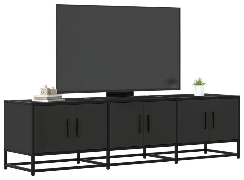 848859 vidaXL ТВ шкаф черен 150x35x41 cm Изработена дървесина и метал