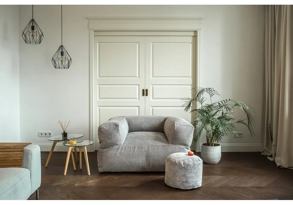 Светлосив пуф от букле MooG – SLOWDOWN