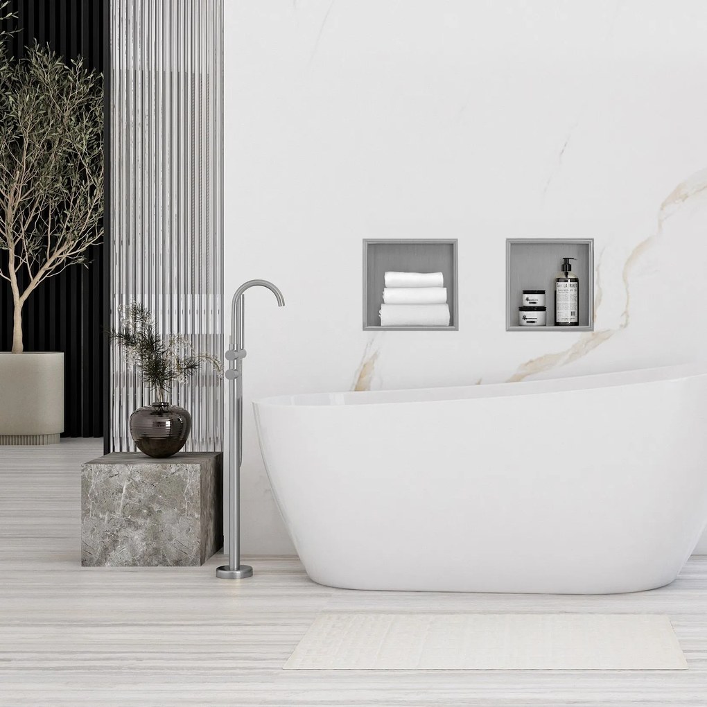 Вграден рафт за баня  30x30 steel brush