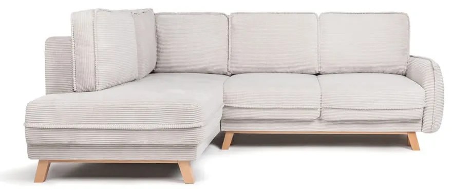 Бежов сгъваем ъглов диван от рипсено кадифе (ляв ъгъл) Tori – Bonami Selection