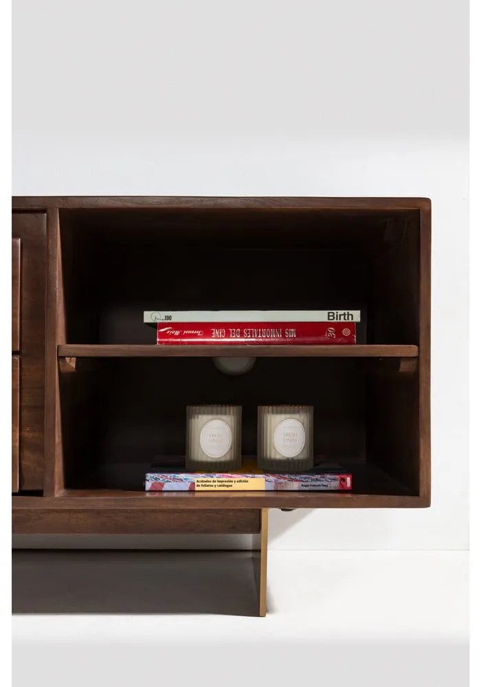 Кафява маса за телевизор от масивно манго 145x55x40 cm Trisha – MOME