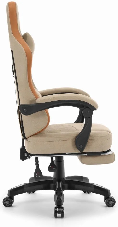 Удобен геймърски и офис стол HC-1015 с поставка за крака - бежов