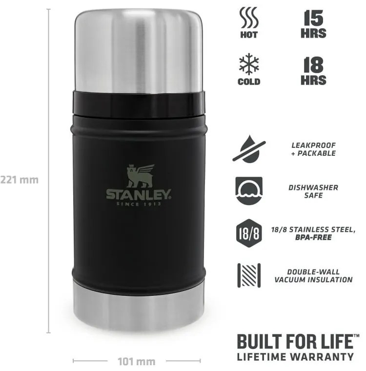 Черен термос за храна от неръждаема стомана 700 ml Legendary Classic Black – Stanley