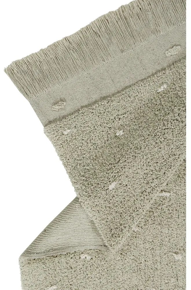 Светлозелен ръчно изработен памучен килим подходящ за пране 140x200 cm Woods Symphony Olive – Lorena Canals