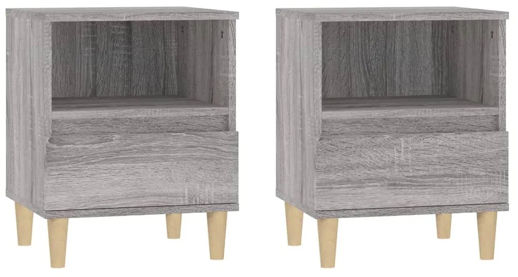 821807 vidaXL Нощни шкафчета, 2 бр, сив сонома, 40x35x50 см