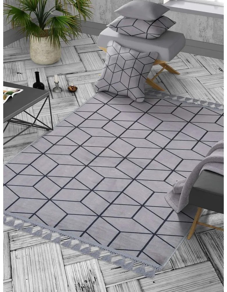 Сив миещ се килим 160x100 cm - Vitaus