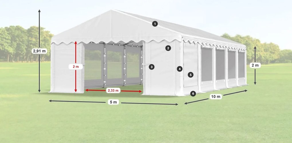 Парти шатрата 5x10x2m Comfort PE 240g с мрежа против комари Лято