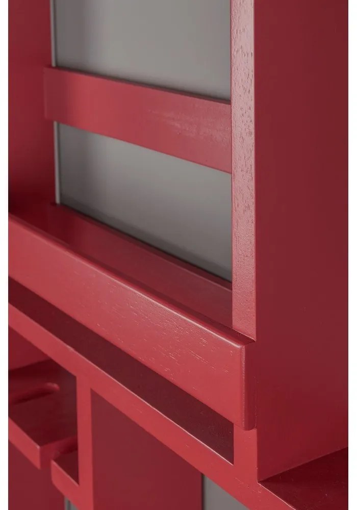 Червен стенен стелаж за вино от масивно каучуково дърво за 12 броя бутилки 80x120x10 cm Myron – Dutchbone