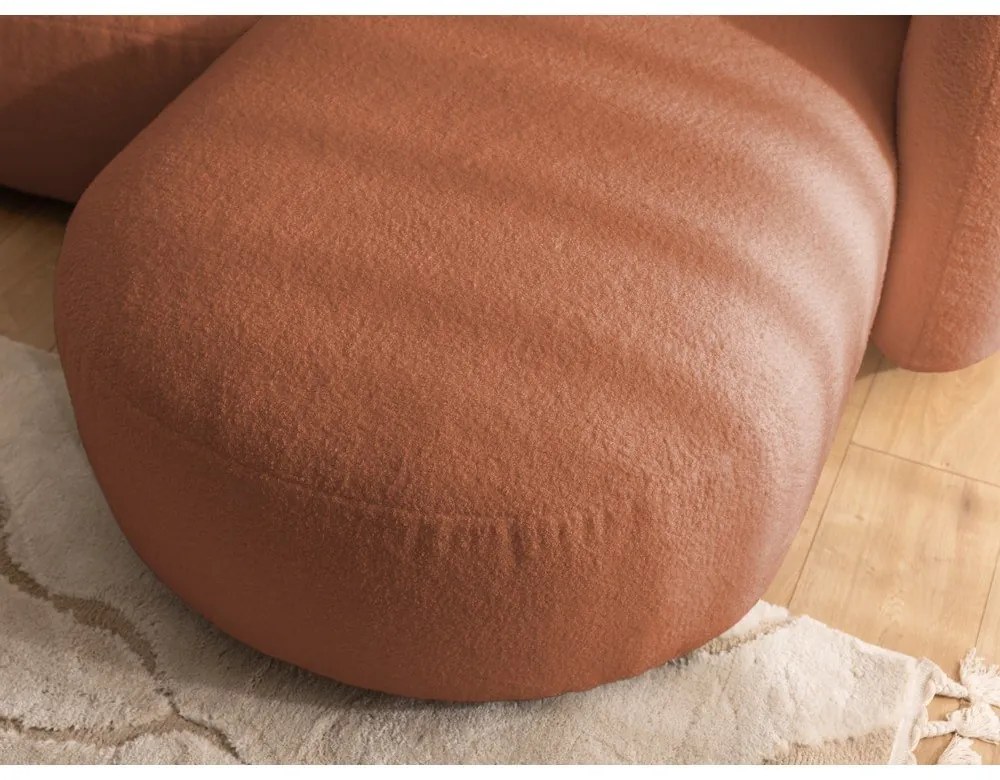 Теракотен ъглов диван от прежда с примки от букле (десен ъгъл) Orbit – Ropez