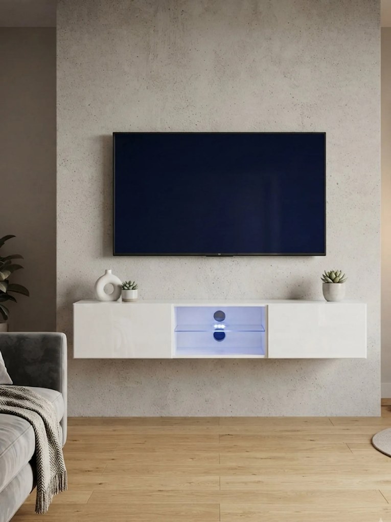 TV шкаф Swiss LED plus-бял