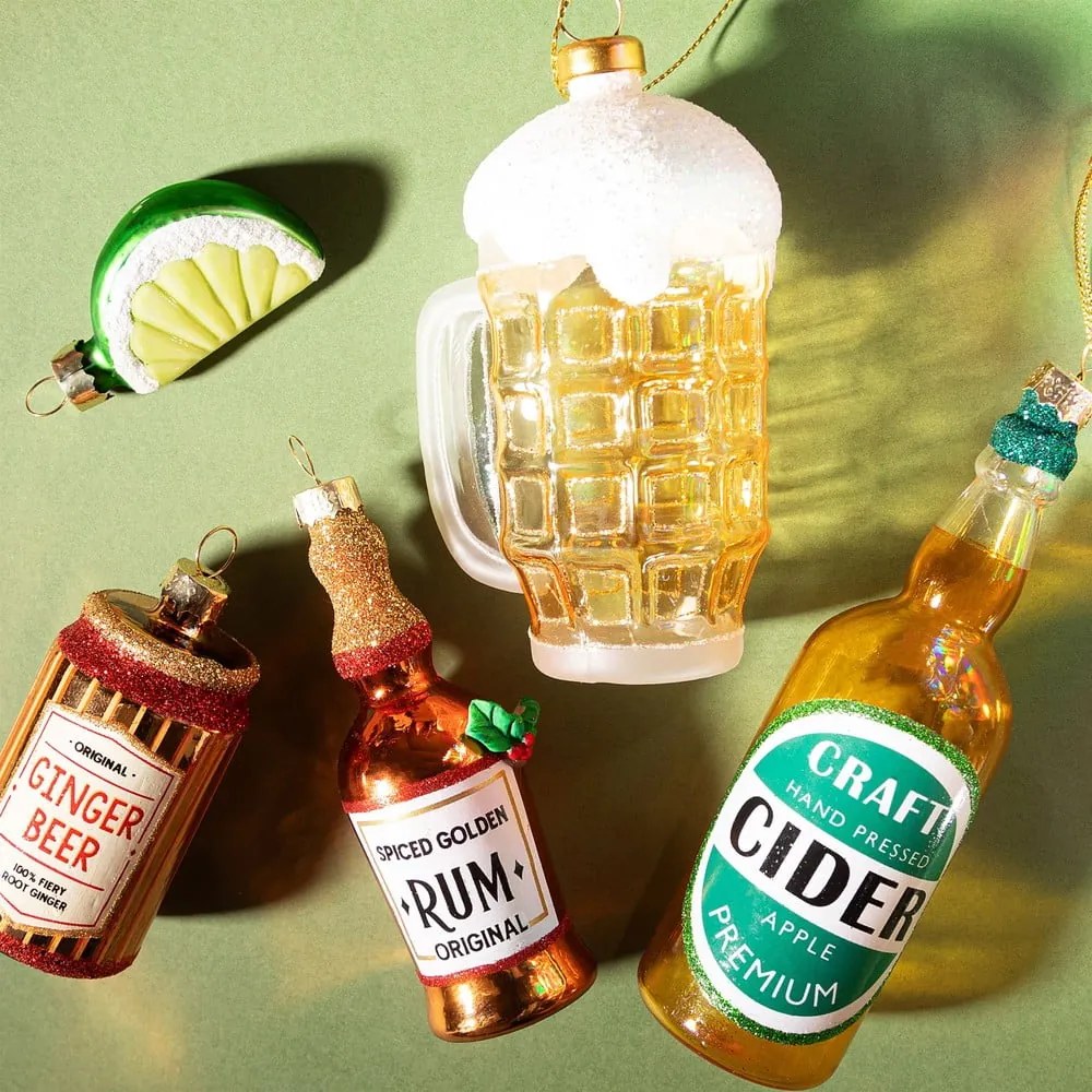 Стъклена ръчно изработена коледна украса 9,5 cm Frothy Beer – Sass & Belle