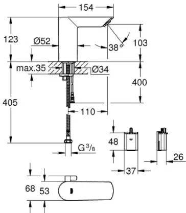 Електронен кран за мивка Grohe Bau Cosmopolitan