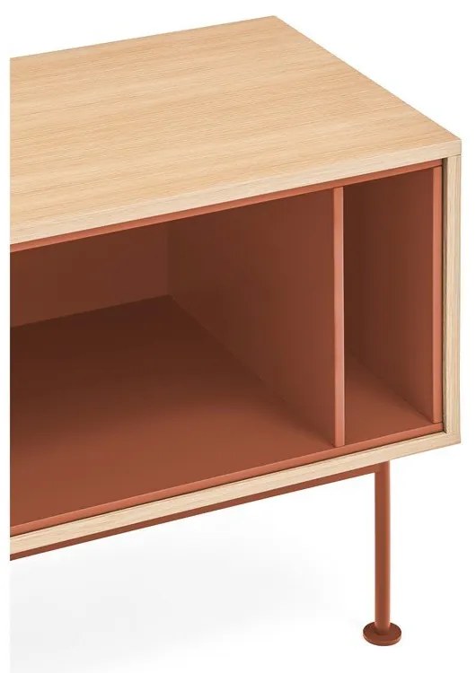 Телевизионен скрин в тухленочервено с дъбов фурнир Yoko - Teulat