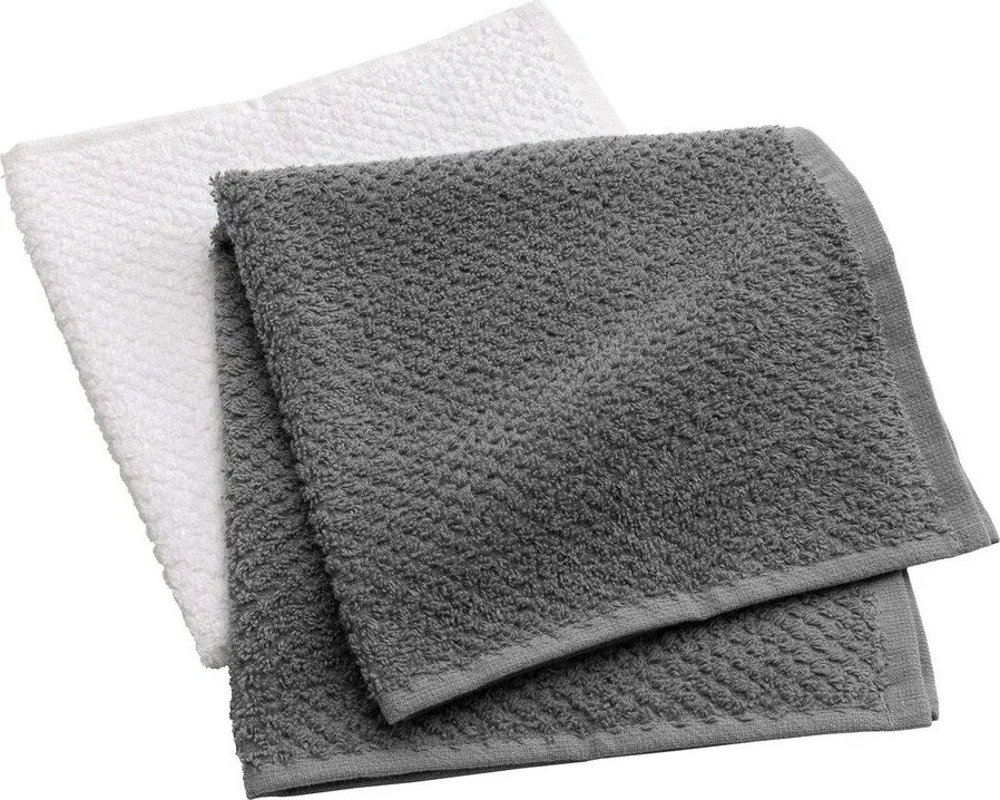 Бели/сиви памучни кърпи в комплект 2 бр. от тери 50x50 cm Gourmet – douceur d'intérieur