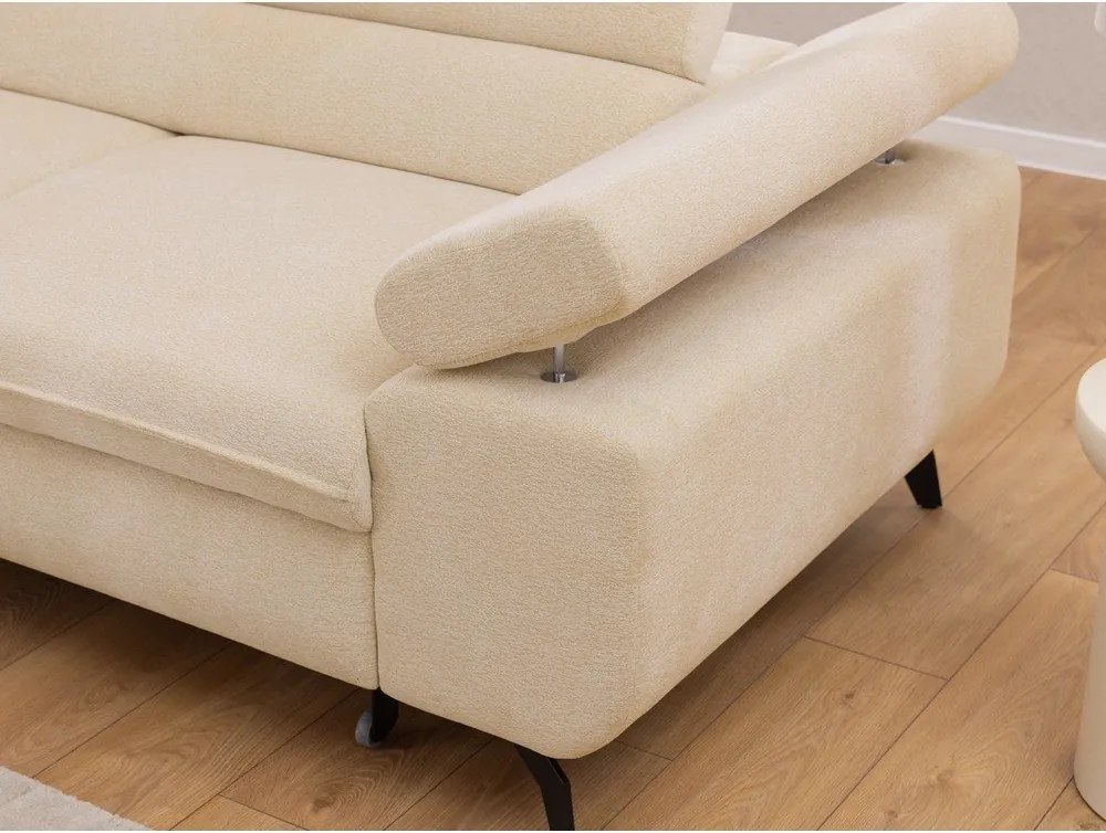 Кремав шенилов ъглов диван (ляв ъгъл L форма) Marbeya – Ropez