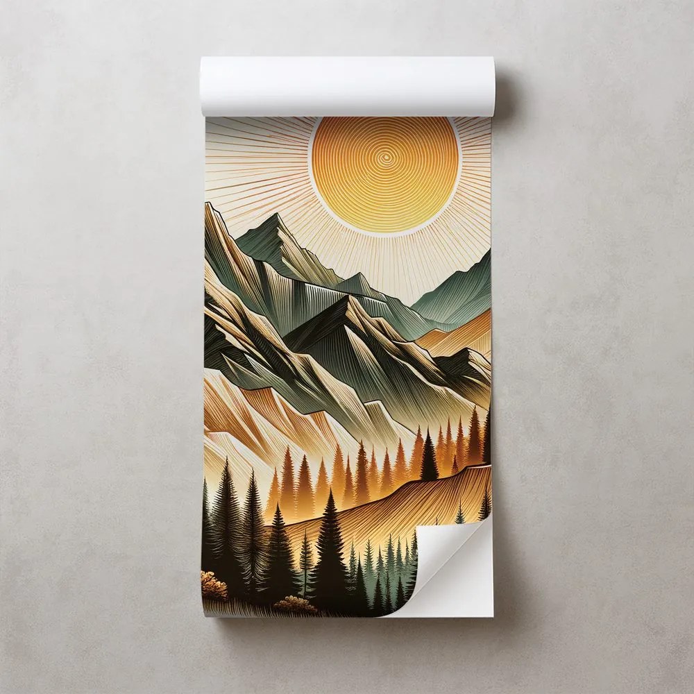 Самозалепващ тапет – Планински пейзаж с изгряващо слънце