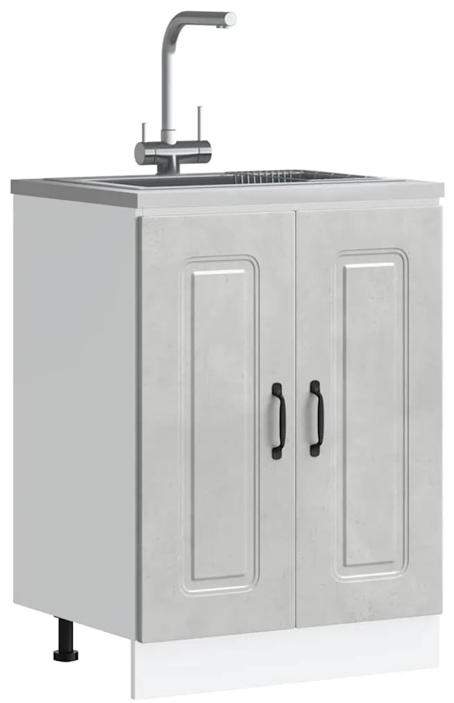 853441 vidaXL Шкаф за мивка, Kalmar, бетонно сив 60x46x81,5см инженерно дърво