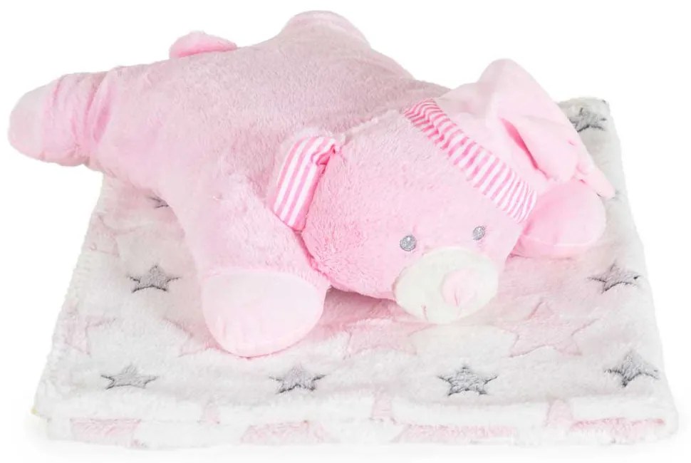 CANGAROO Одеяло с възглавница SLEEPY BEAR РОЗОВО