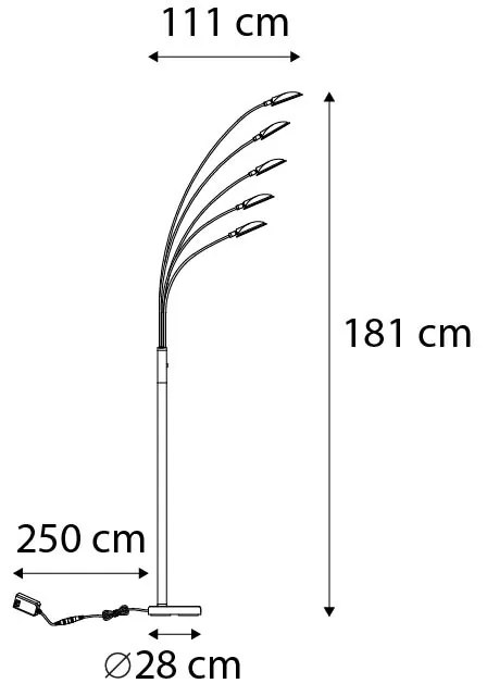 Дизайнерски подов аплик месинг с LED 5-светлини - Sixties Trento