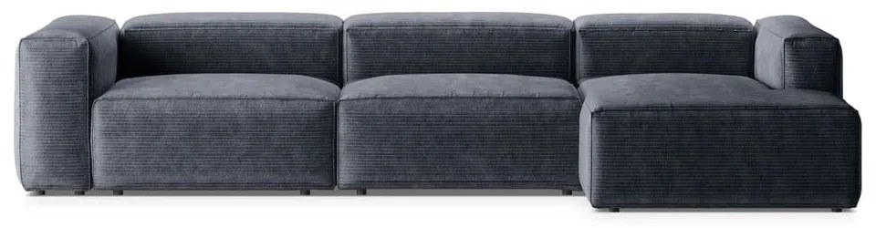 Сиво-син ъглов диван от рипсено кадифе (десен ъгъл) Bergano – Cosmopolitan Design