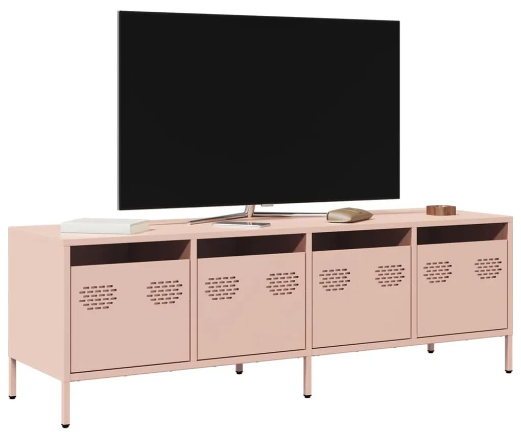 851305 vidaXL ТВ шкаф, розов, 135x39x43,5 см, студеновалцувана стомана