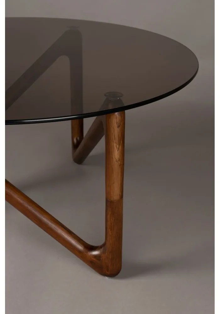 Кафява кръгла масичка за кафе със стъклен плот ø 80 cm Naia – Dutchbone