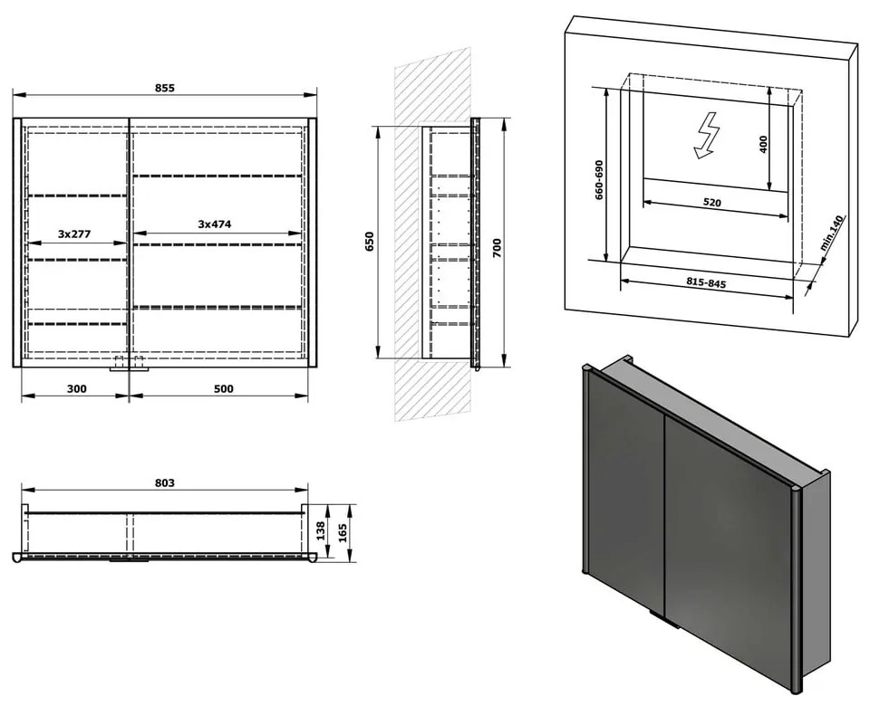 Сив шкаф за баня 85,5x70 cm Integra – Sapho