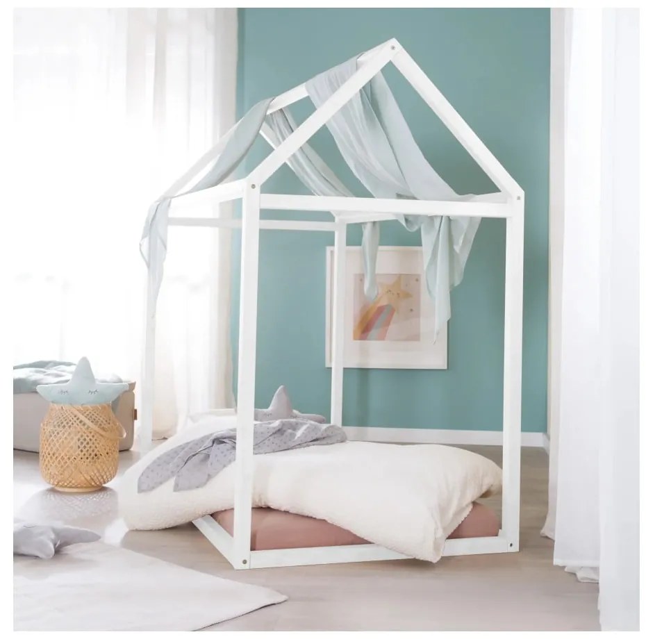 Бяло детско легло тип къща 70x140 cm Montessori – Roba