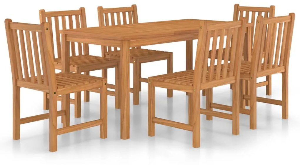 3059938 vidaXL Градински комплект за хранене, 7 части, 160x80 см, масивно тиково дърво
