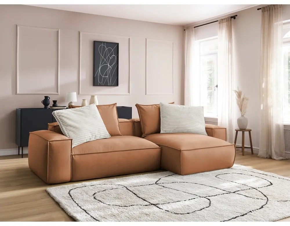 Кафяв ъглов диван от изкуствена кожа (променлив) Boheme – Bobochic Paris