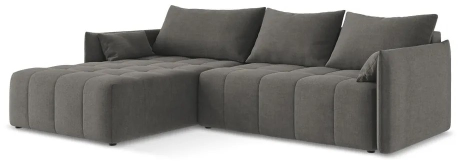 Тъмносив разтегателен ъглов диван с място за съхранение (ляв ъгъл) Moku – Makamii