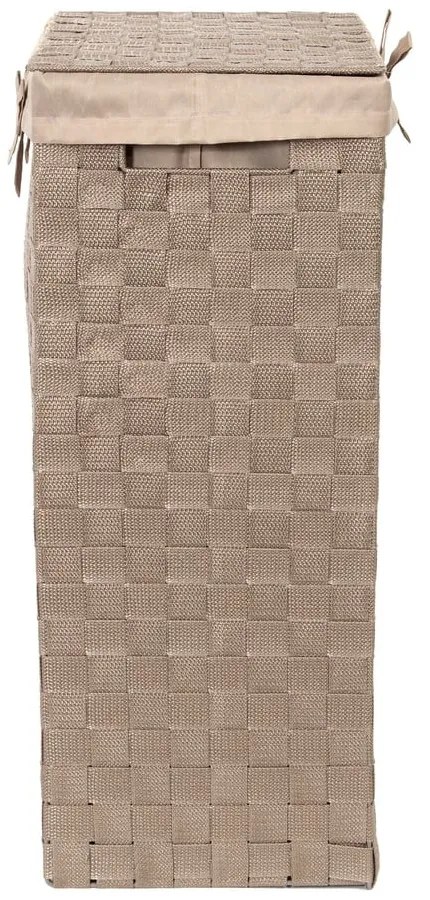 Кафяв кош за пране с капак Кош за пране Linen, височина 60 cm - Compactor