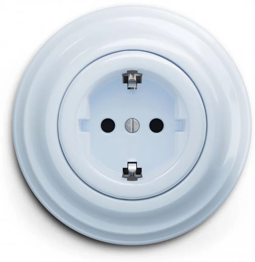 Kliklap - Ретро стенна розетка с рамка SCHUKO 230V/16A синя