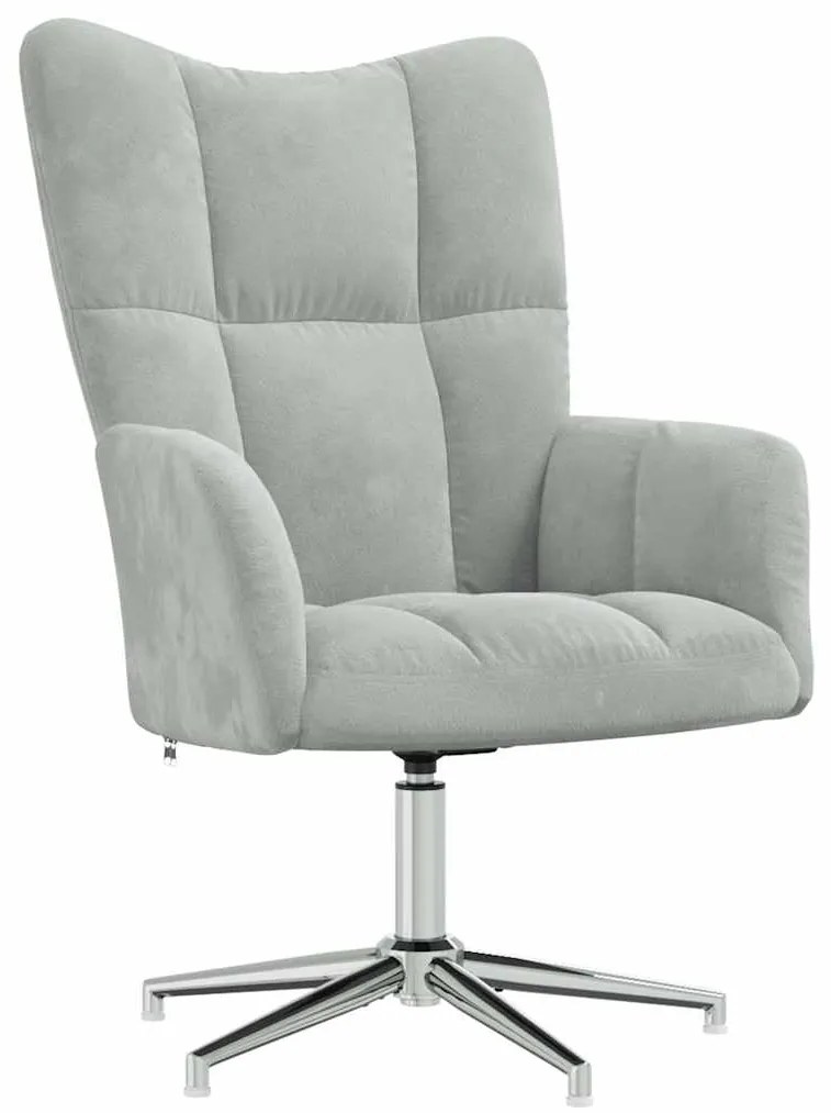 328117 vidaXL Релакс стол, светлосив, кадифе