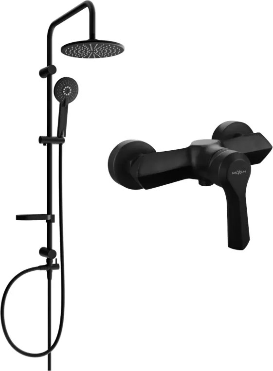 Mexen Carl външен душ комплект с тропически душ и душ батерия Sabre, черен - 72140240-70