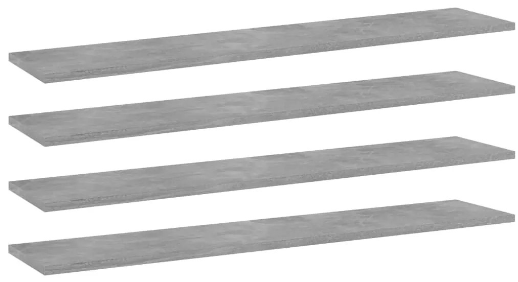 805386 vidaXL Рафтове, 4 бр, бетонно сиви, 100x20x1,5 см, инженерно дърво