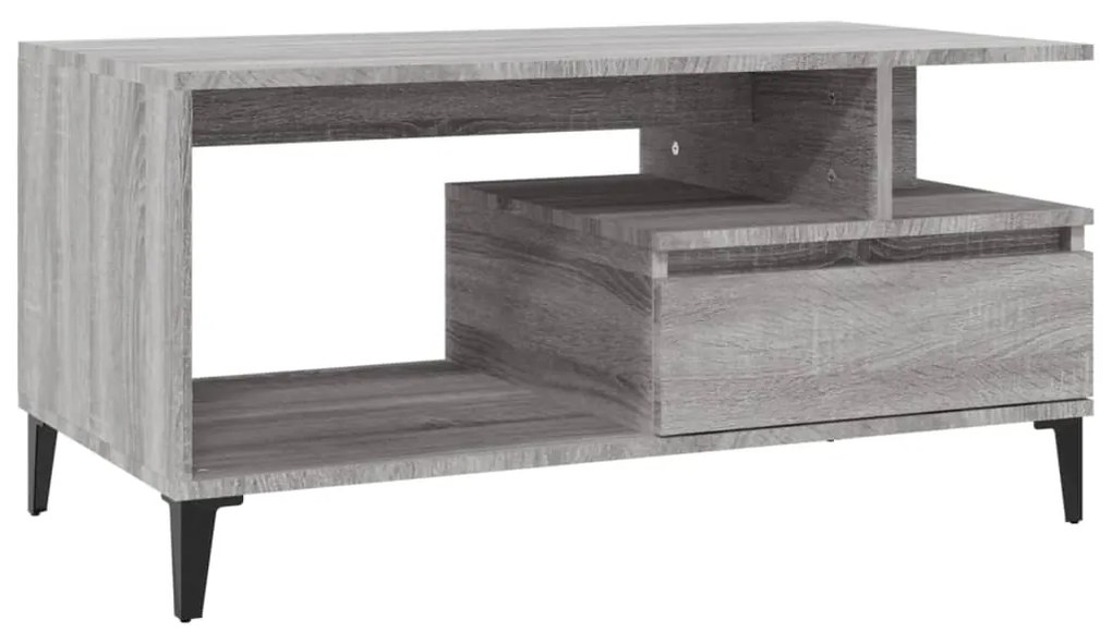 819626 vidaXL Маса за кафе, сив сонома, 90x49x45 см, инженерно дърво