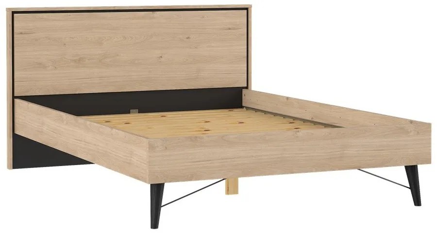 Двойно легло от дъбов декор с включена подматрачна рамка в естествен цвят 140x200 cm Ry – Tvilum