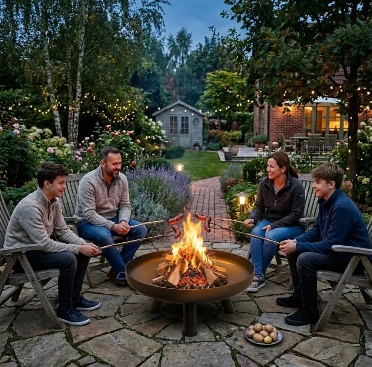 Градинска чугунена камина 60 см - камина на дърва с високи крака