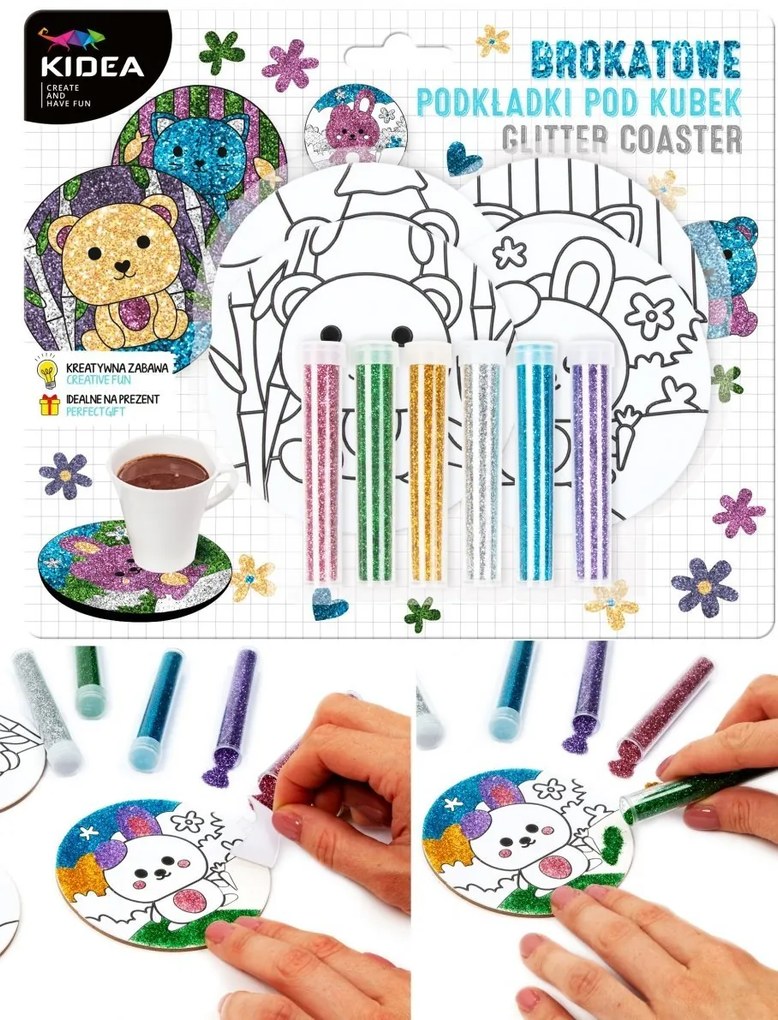 Kidea - Креативен комплект блестящи подложки Animals 98750