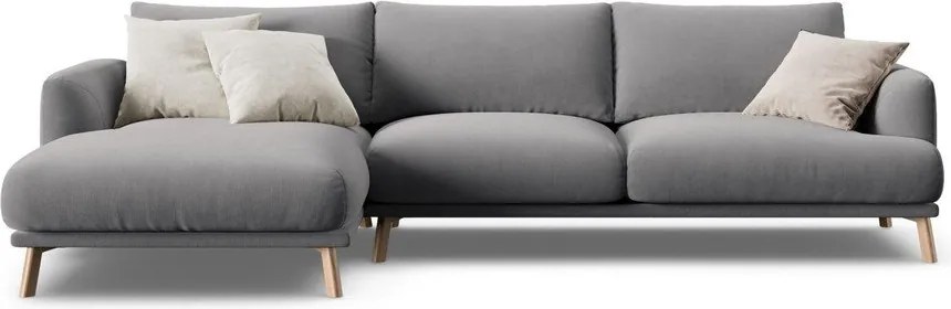 Сив кадифен ъглов диван (ляв ъгъл) Naomi – Micadoni
